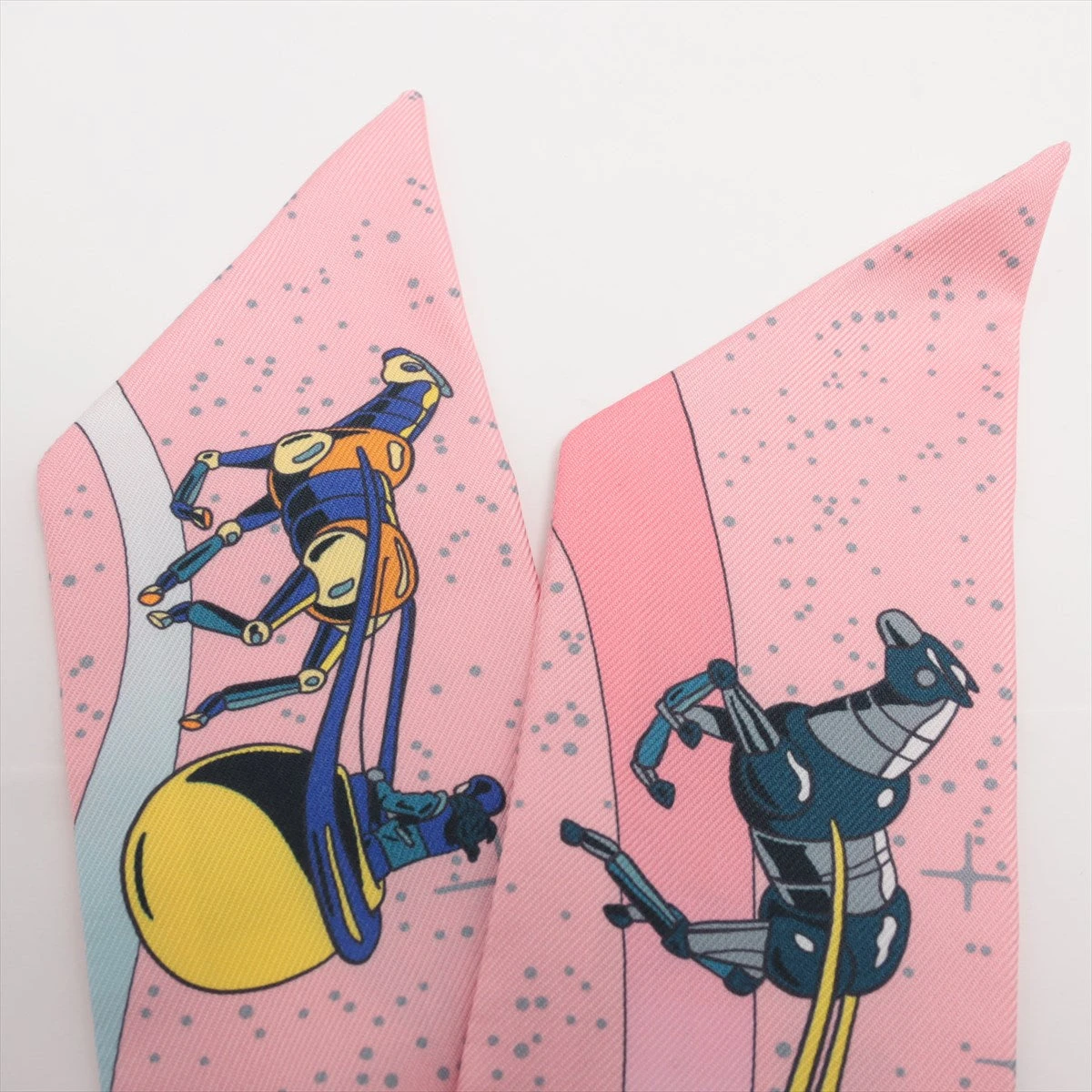 HERMES ツイリー　ピンク　スペースベーダー エルメス ツイリー SpaceDerby スペースダービー スカーフ シルク