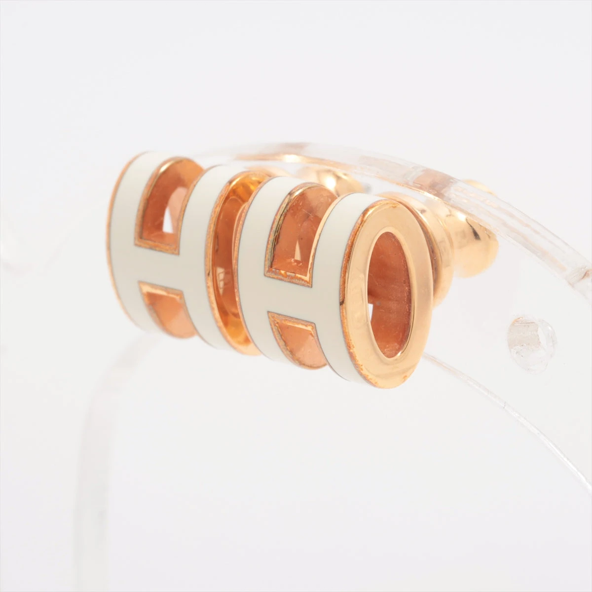 未使用 エルメス ミニポップH ピアス ホワイト ゴールド HERMES エルメス ピアス 