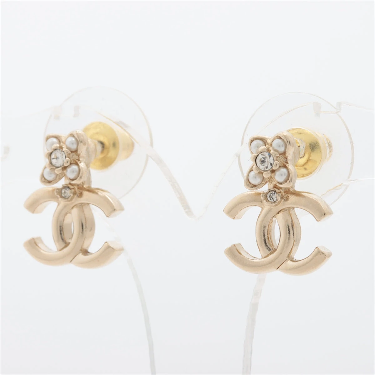 CHANEL　カメリアモチーフ パールロングピアス シャネル ココマーク カメリア D23K ピアス(両耳用) GP×ライン