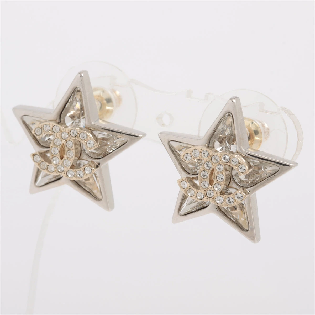 ココマーク リボン B23S ピアス(両耳用) メタル×ラインストーン シルバー シャネル ココマーク リボン B23S ピアス(両耳用) メタル×ライン