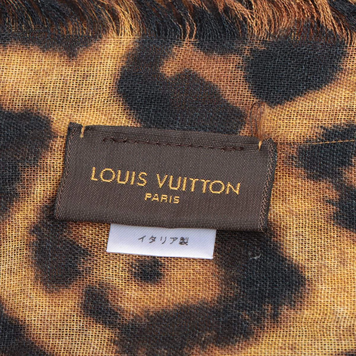 ルイヴィトン  LOUIS VUITTON IS0136 レオパード ストール ヴィトン レオパード IS0136 ストール カシミヤ×シルク ブラック