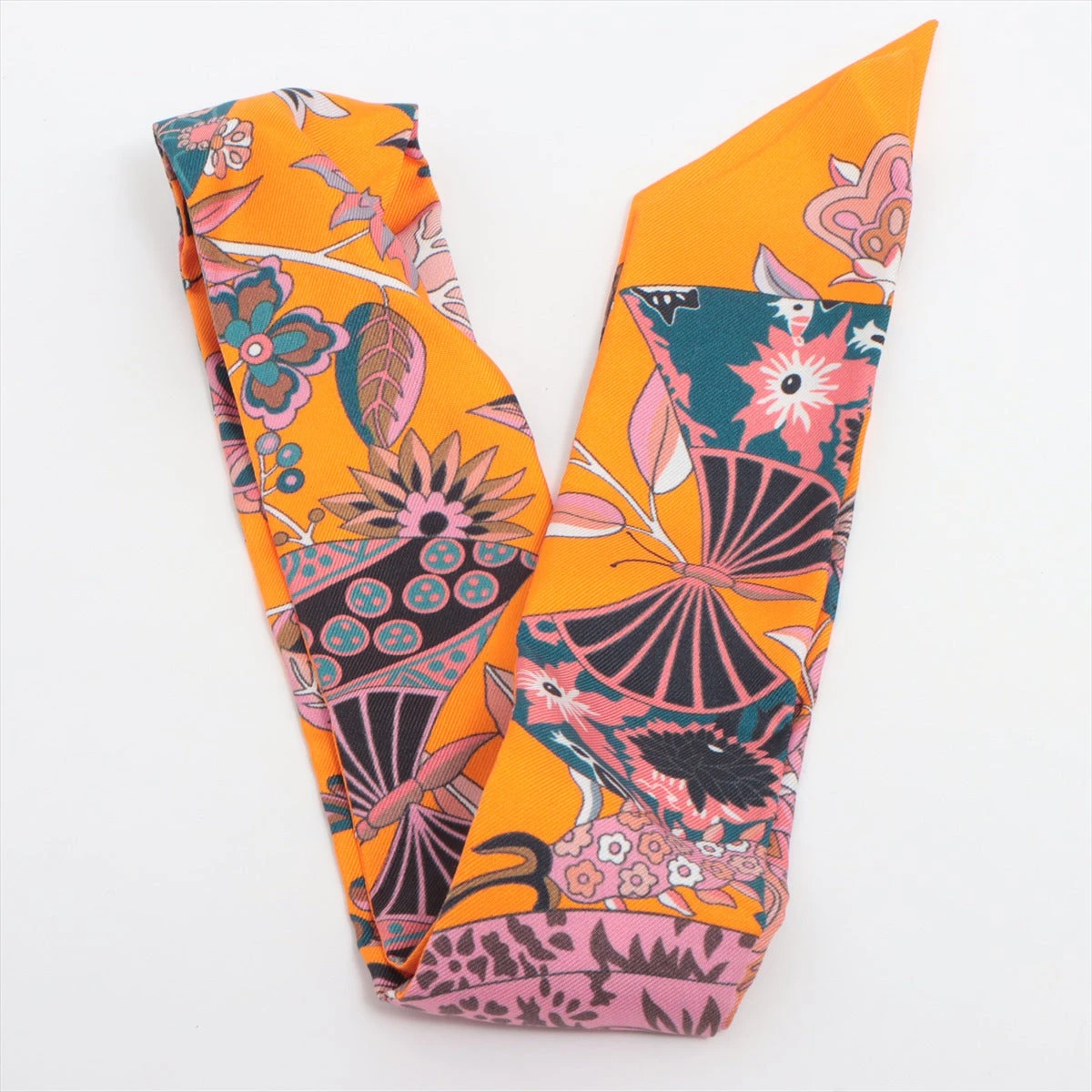 エルメス ツイリー シルク オレンジ ツイリー Fleurs et