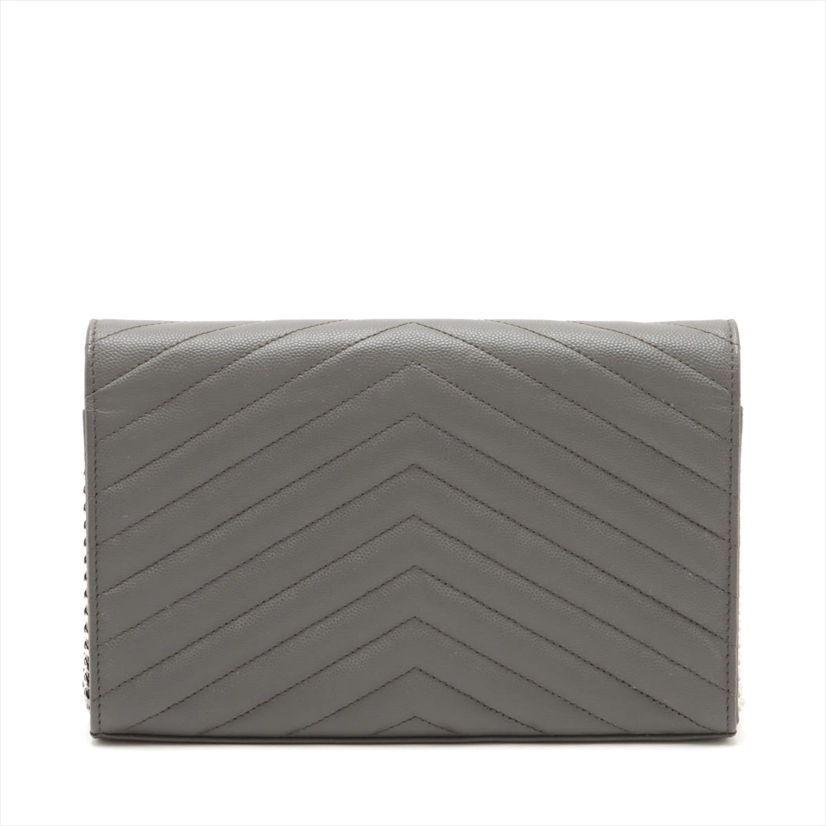 サンローランパリ モノグラム レザー チェーンウォレット グレー