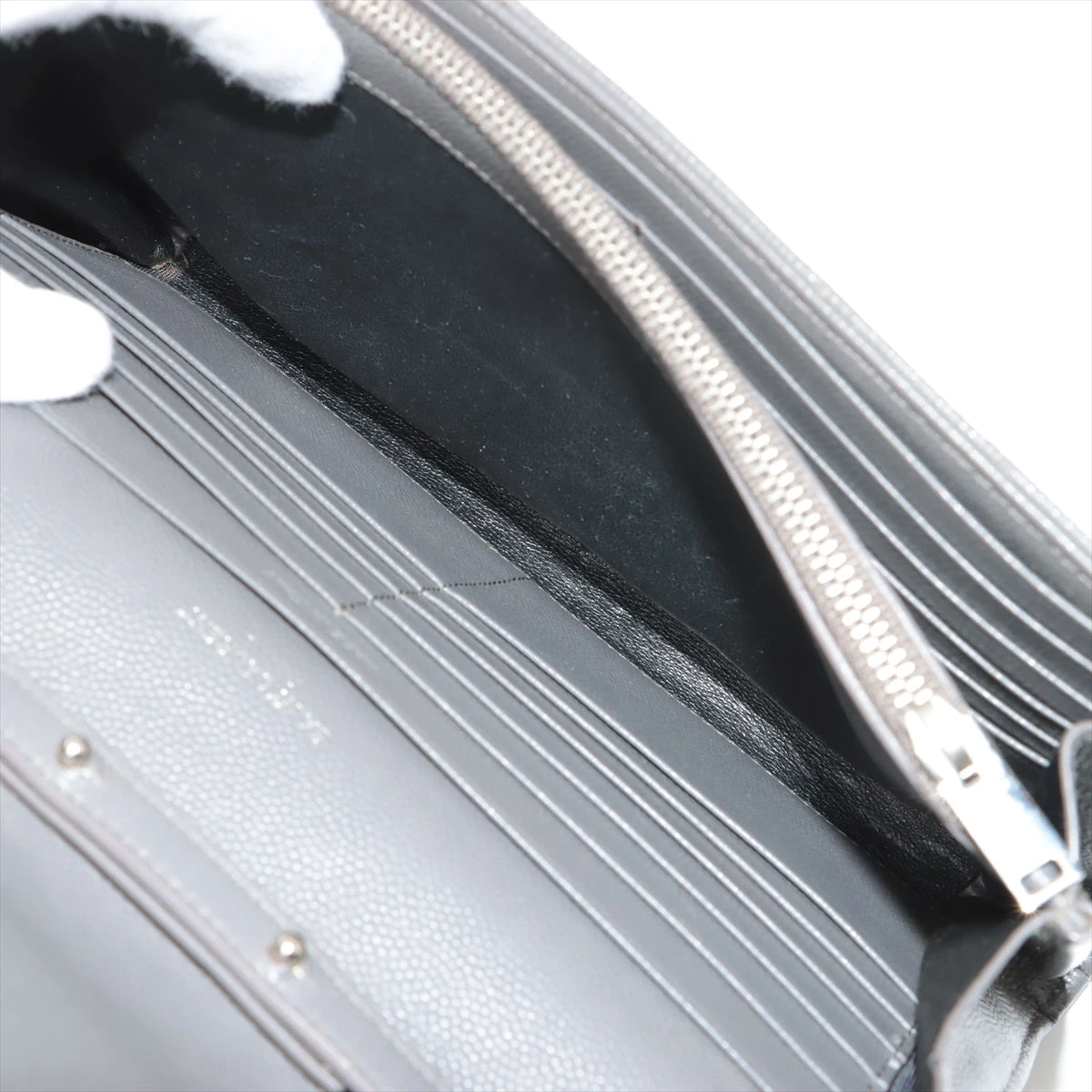 サンローランパリ モノグラム レザー チェーンウォレット グレー