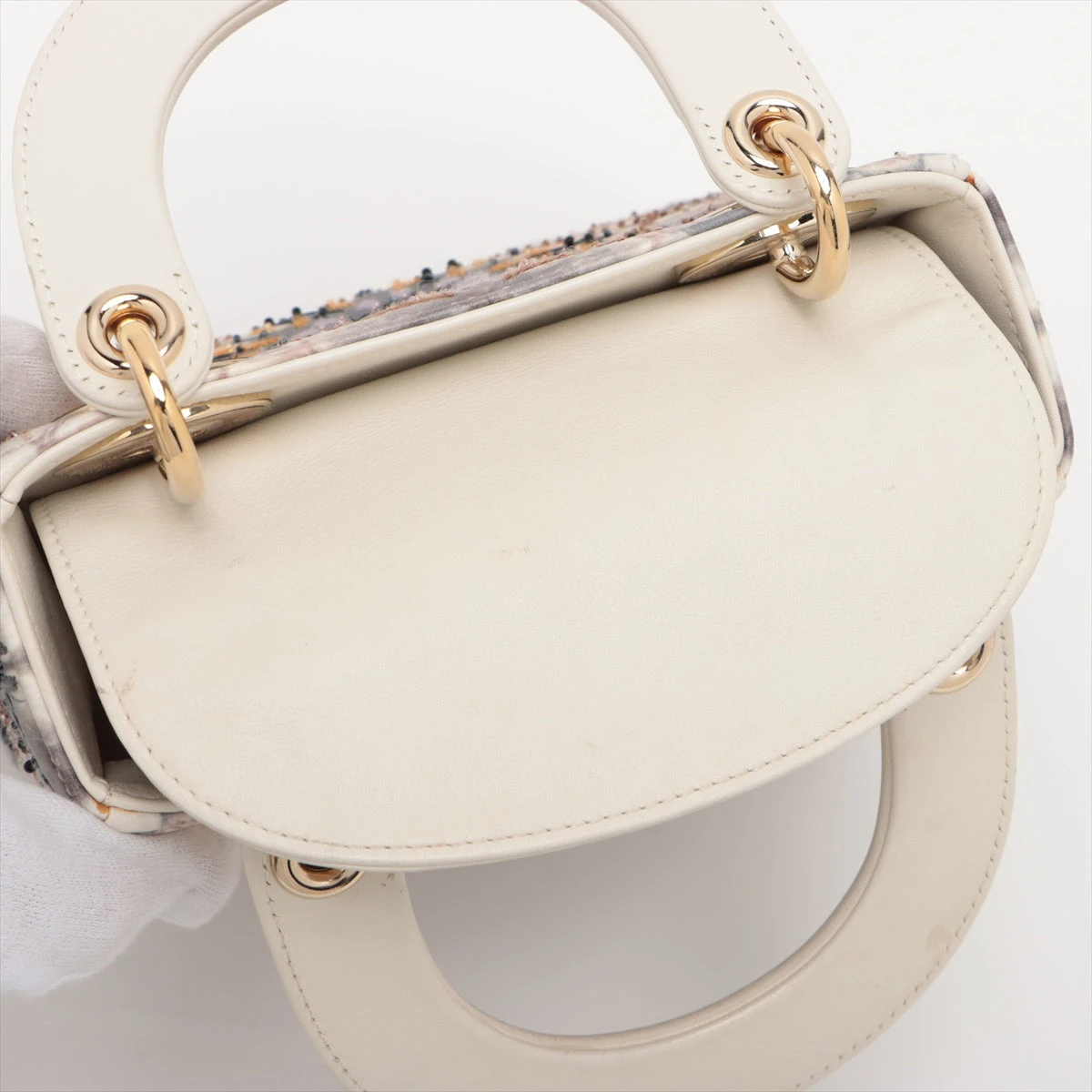 超美品　クリスチャンディオール　ビーズ刺繍 ローズデザイン　希少 y16 クリスチャンディオール レディディオール ミニ ビーズ×刺繍