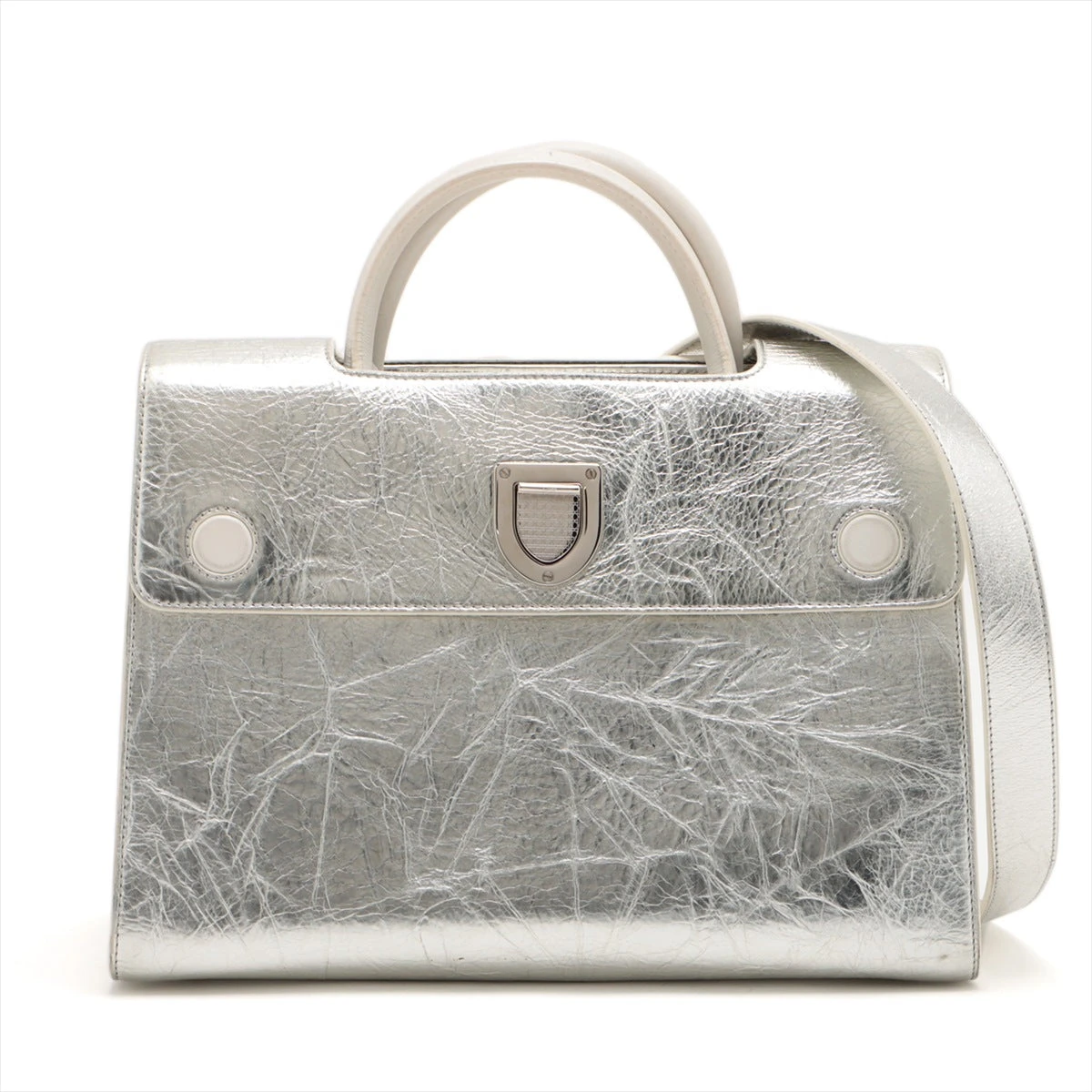 クリスチャンディオール レザー 2WAYハンドバッグ シルバー