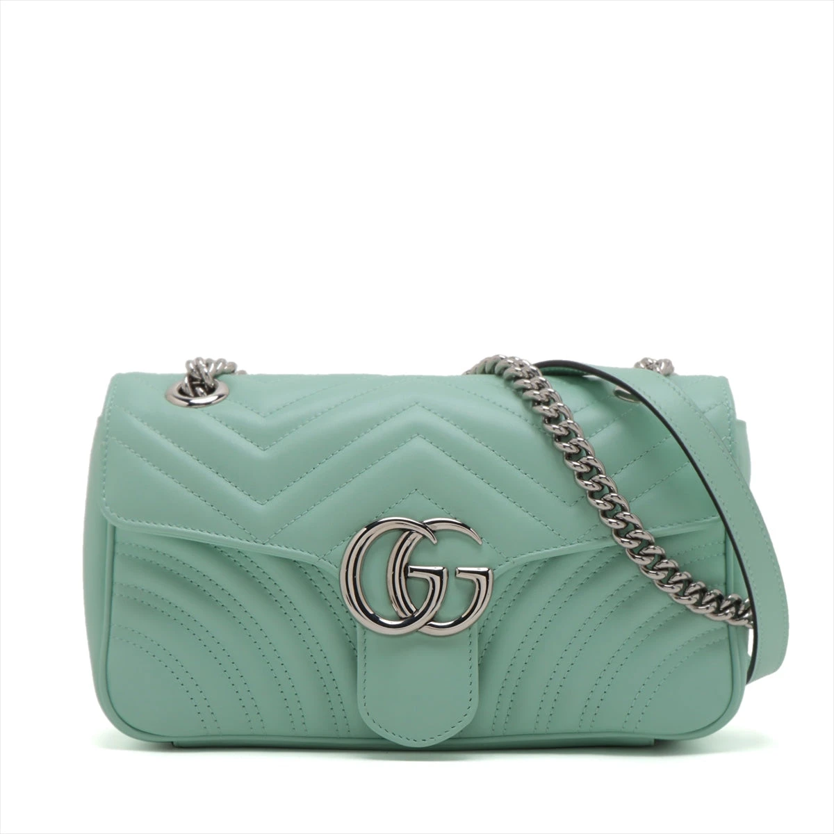 グッチ GGマーモント レザー チェーンショルダーバッグ グリーン  