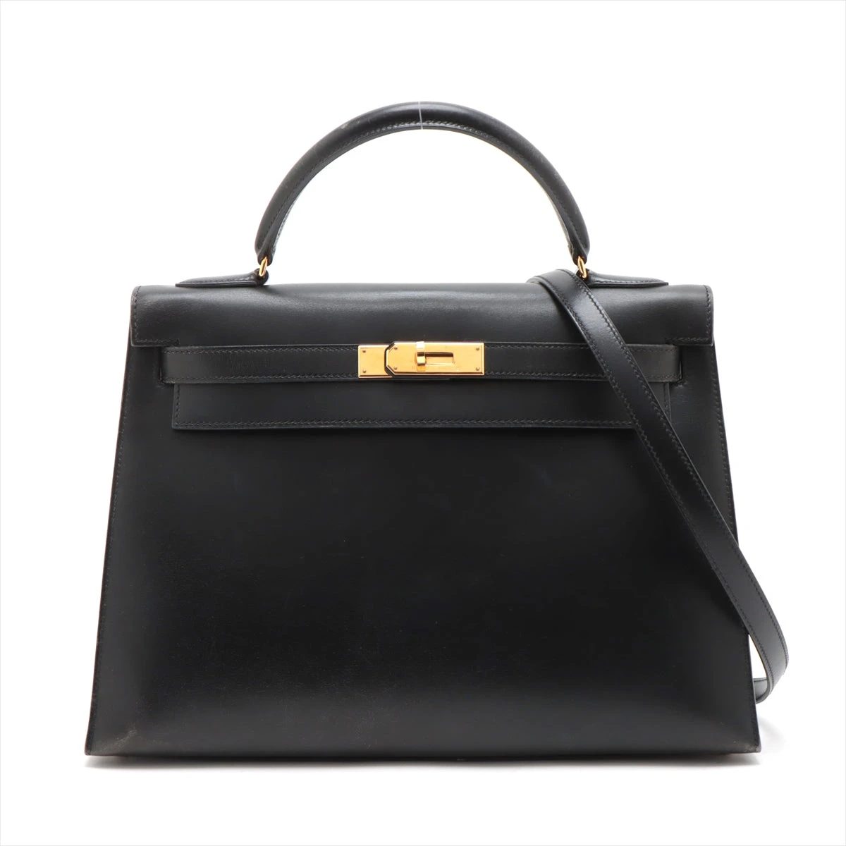 エルメス ケリーセリエ32 ボックスカーフ ブラック ゴールド金具 ○Z:1996年