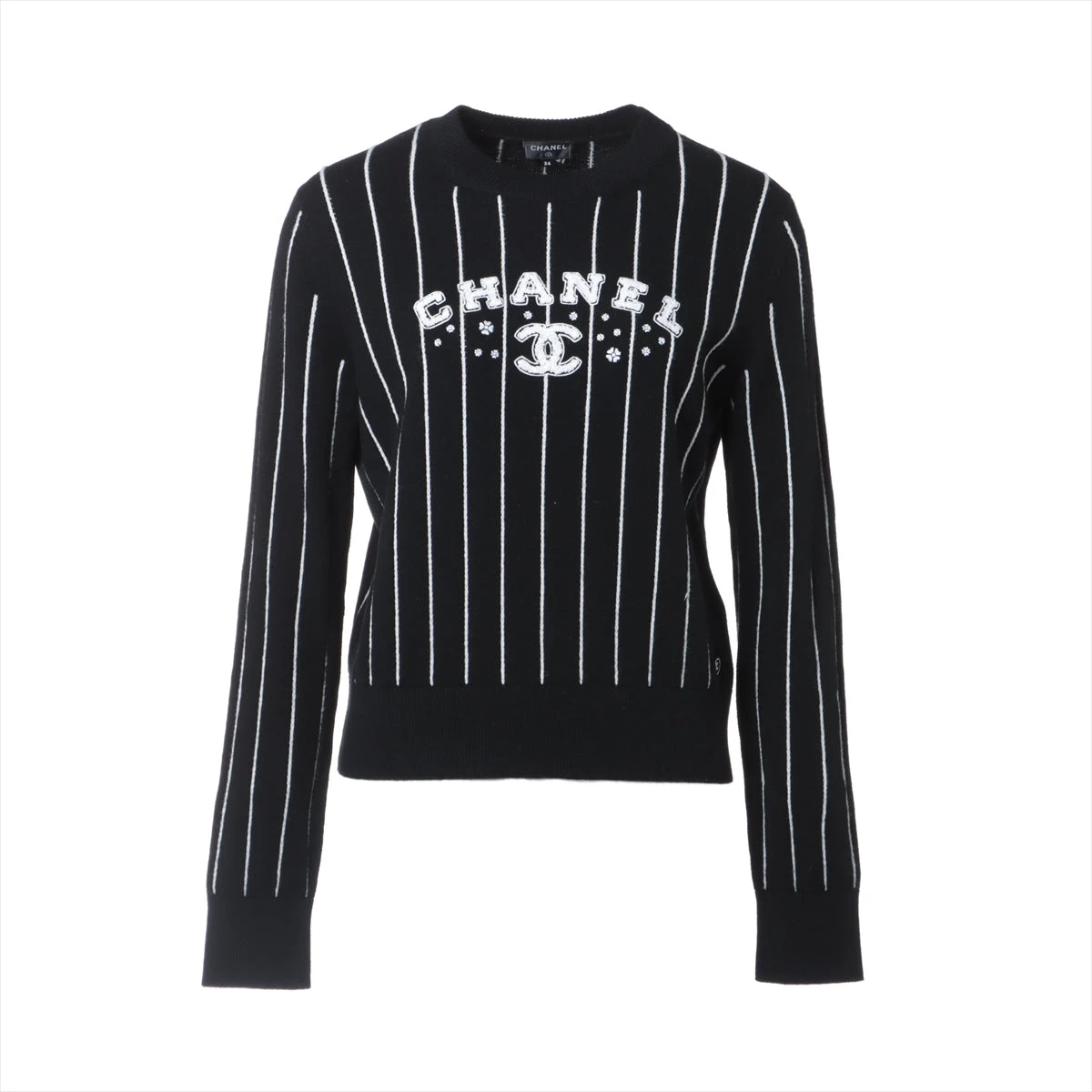 シャネル 黒と白のストライプニットセーター Chanel シャネルボーダーホワイト/ブラック ストライプ ニット