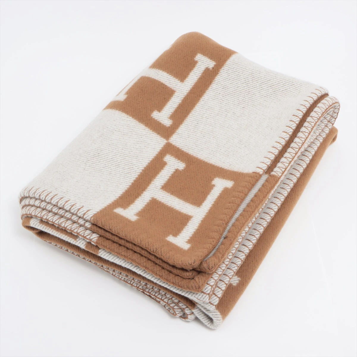 HERMES エルメス　アヴァロン　ウール ブラウン ブランケット 茶色 エルメス アヴァロン ブランケット ウール×カシミヤ ブラウン