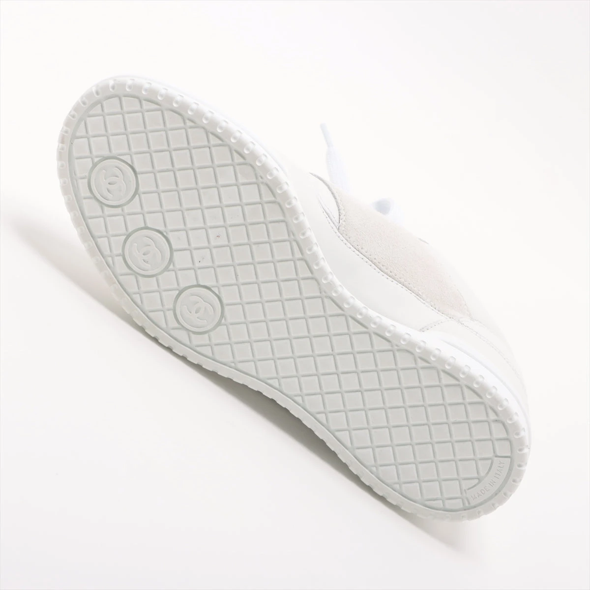 美品✨ シャネル ココマーク レザー スエード ホワイト 24cm相当 シャネル ココマーク 24C レザー×スエード スニーカー 35