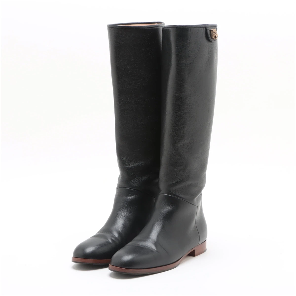 ✨美品✨ グッチ サイドジップ レディース ロングブーツ ブラック 38.5 ロングブーツ レディース ラウンドトゥ ストレッチブーツ
