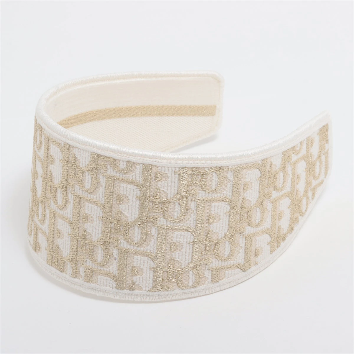 【極美品】Dior ディオール　ロゴ オブリーク キャンバス カチューシャ ディオール オブリーク カチューシャ キャンバス ホワイト