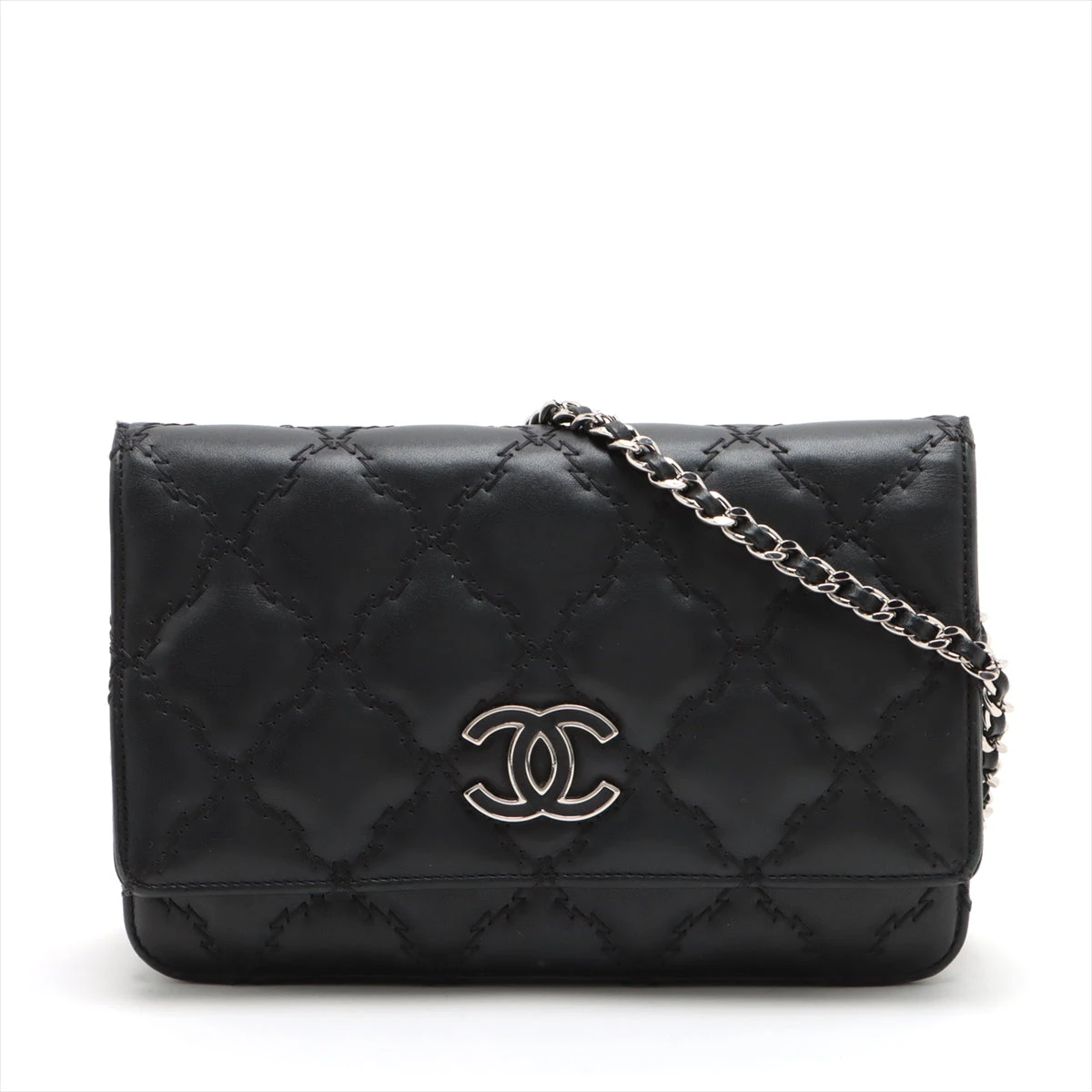 シャネル ウルトラステッチ ラムスキン チェーンウォレット ブラック シャネル ウルトラステッチ ラムスキン チェーンウォレット ブラック