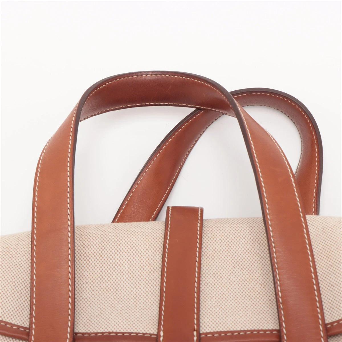 エルメス フードゥ キャンバス×レザー ハンドバッグ ブラウン シルバー