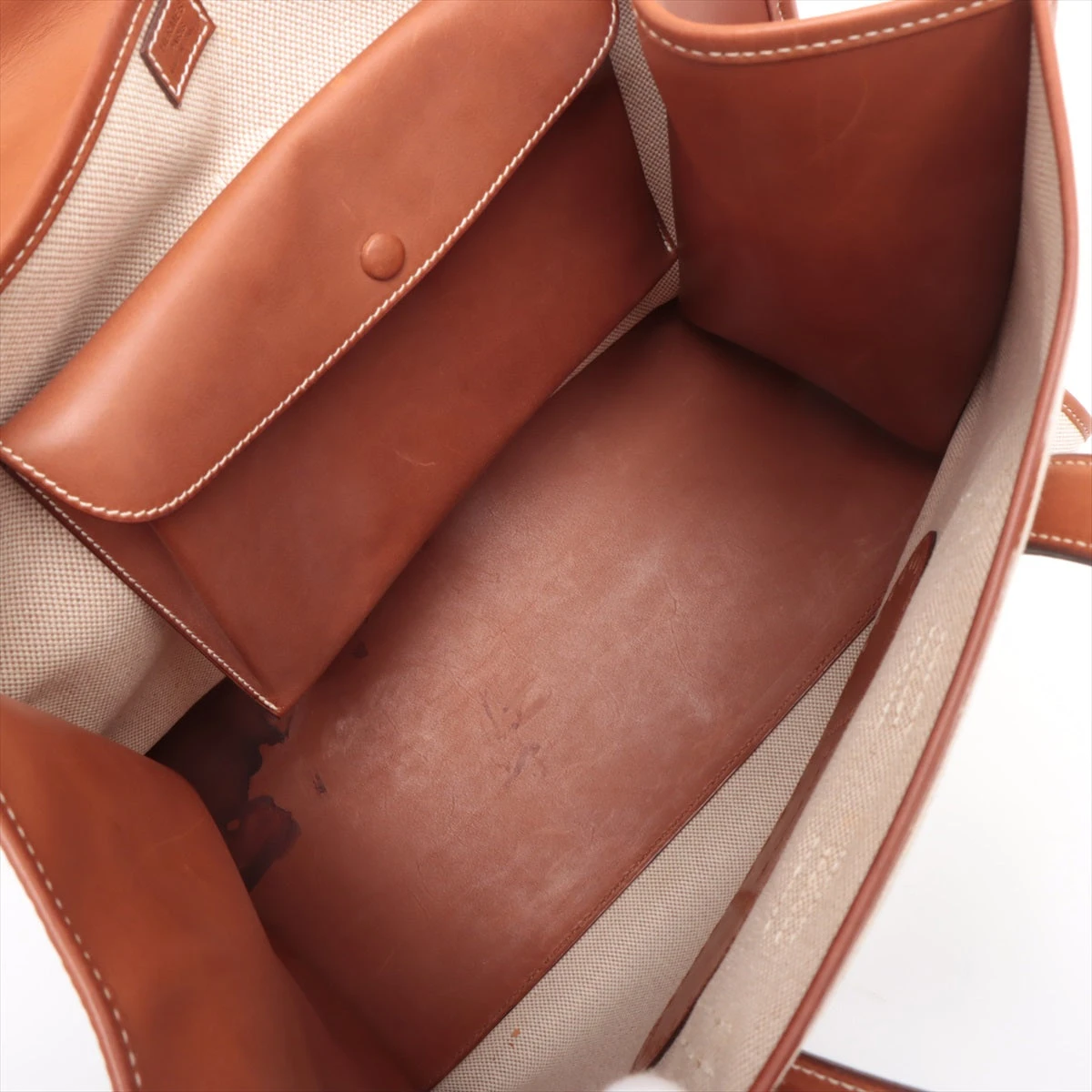 エルメス フードゥ キャンバス×レザー ハンドバッグ ブラウン シルバー