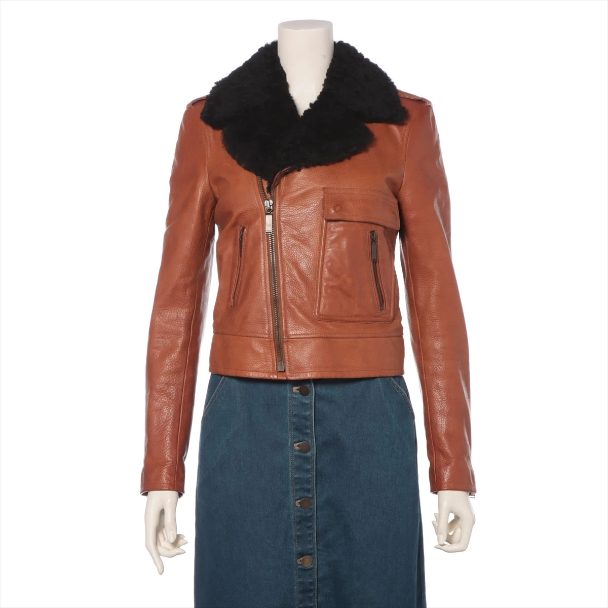 サンローランパリ レザー ライダースジャケット F34 レディース