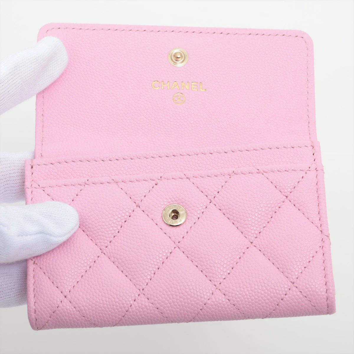 シャネル マトラッセ キャビアスキン コインケース ピンク ゴールド