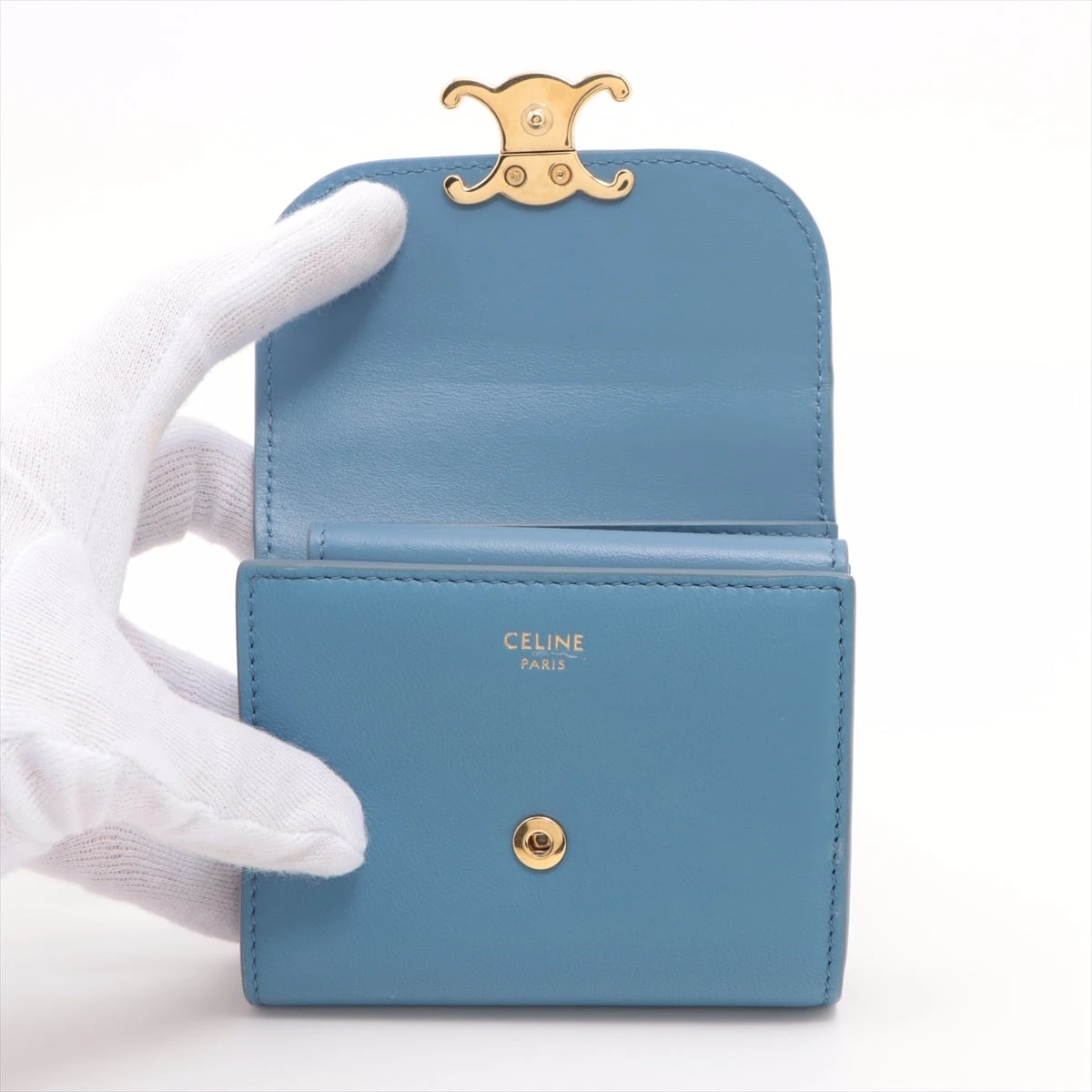 新品未使用 CELINE ネイビーブルー コンパクトウォレット CELINE セリーヌ （CELINE） フォールデッド コンパクト