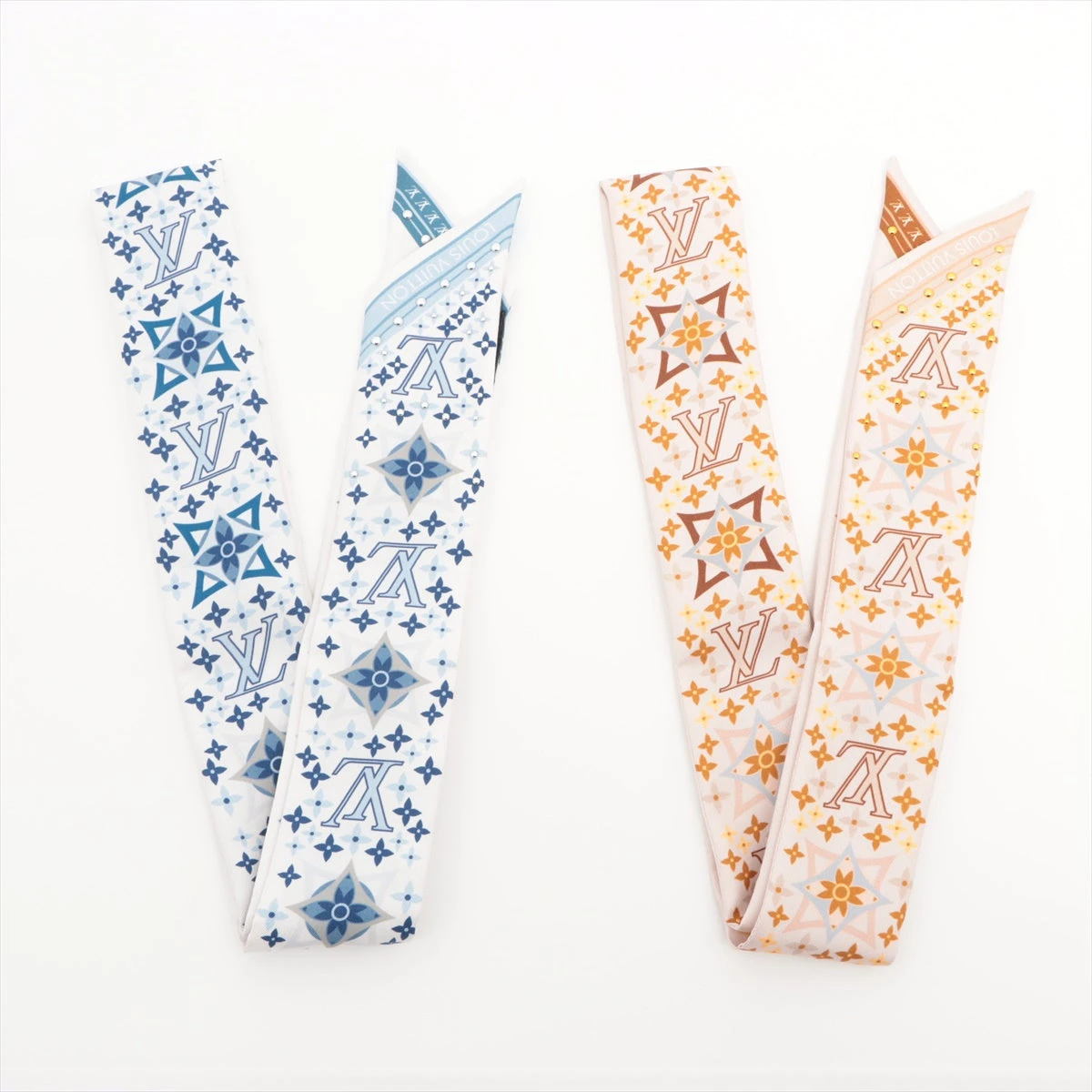 ヴィトン M77828 IS1252 ツイリー シルク ブルー×ピンク セット