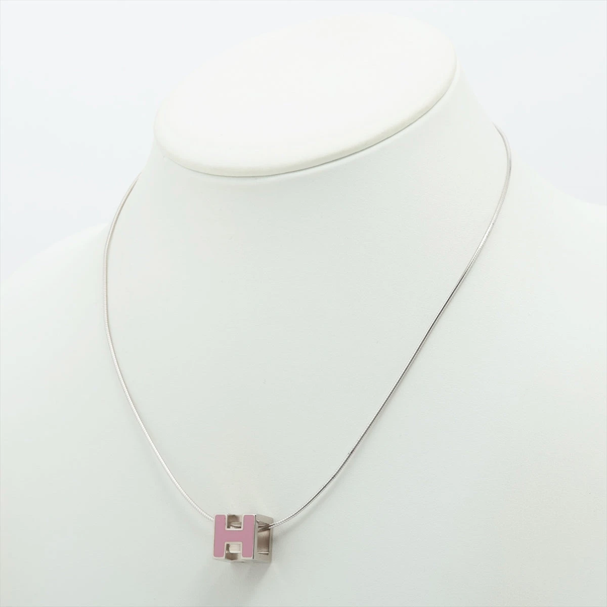 エルメス カージュドアッシュ Hキューブ ネックレス GP シルバー