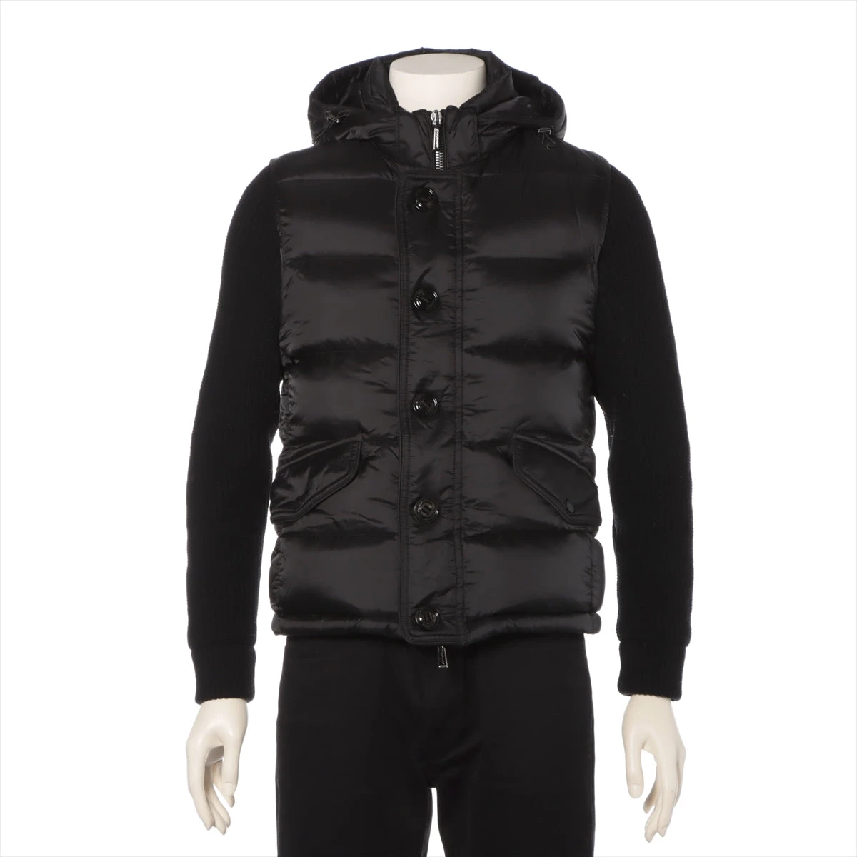 ムーレー ナイロン ダウンジャケット 44 メンズ ブラック ニット