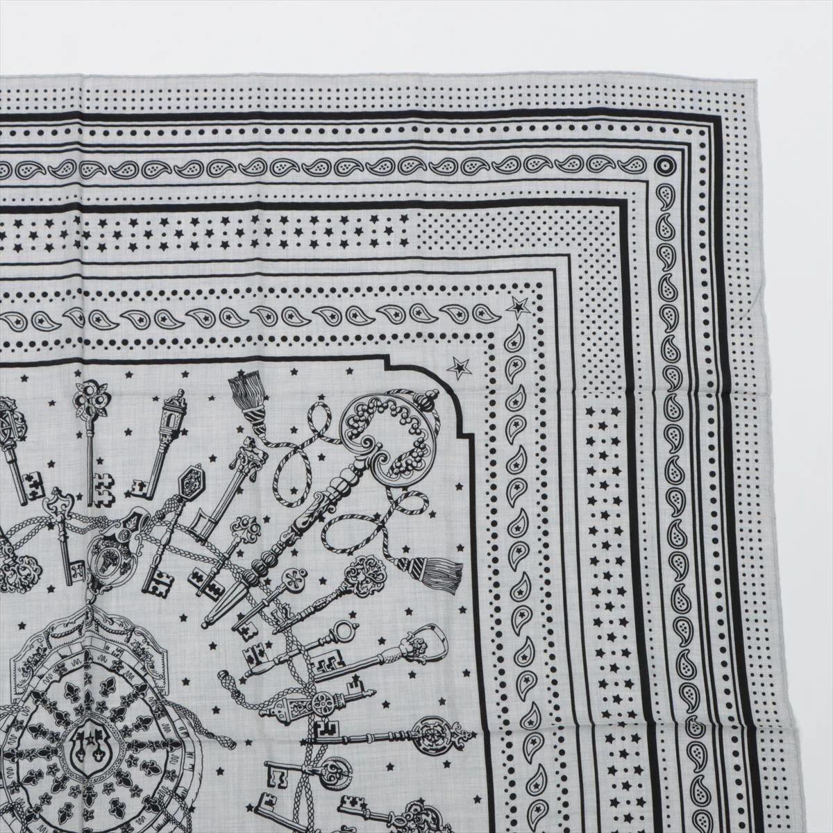 エルメス カレジェアン Les Cles Bandana ショール カシミヤ×シルク