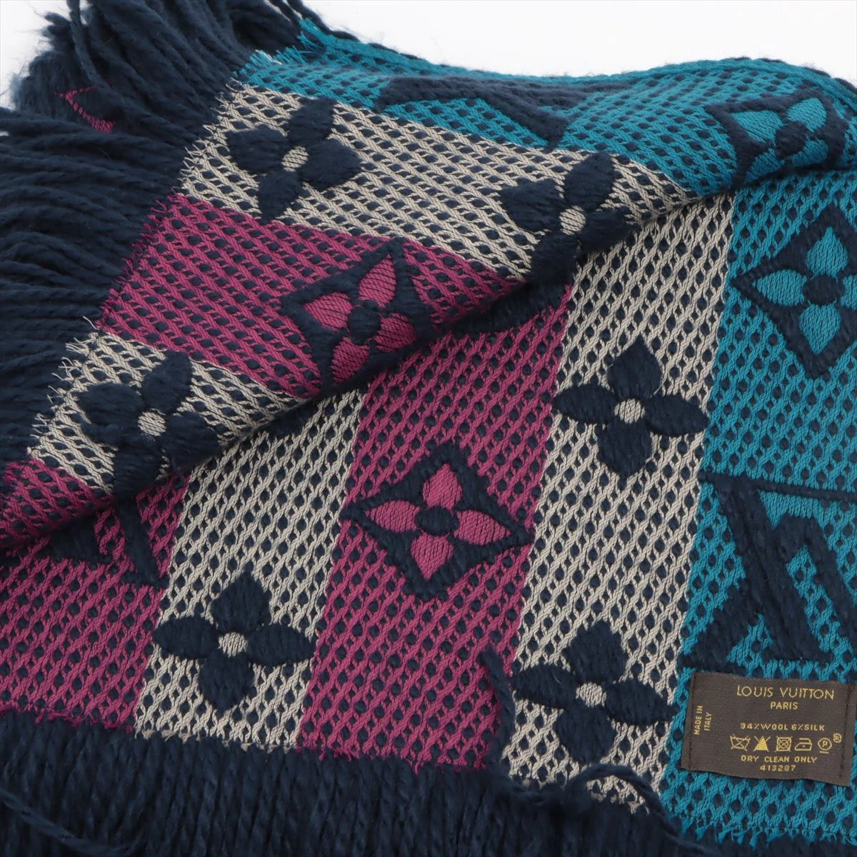 美品　ルイヴィトン マフラー エシャルプ ロゴマニア レインボー LOUIS VUITTON ルイ・ヴィトン マフラー エシャルプ・ロゴマニア