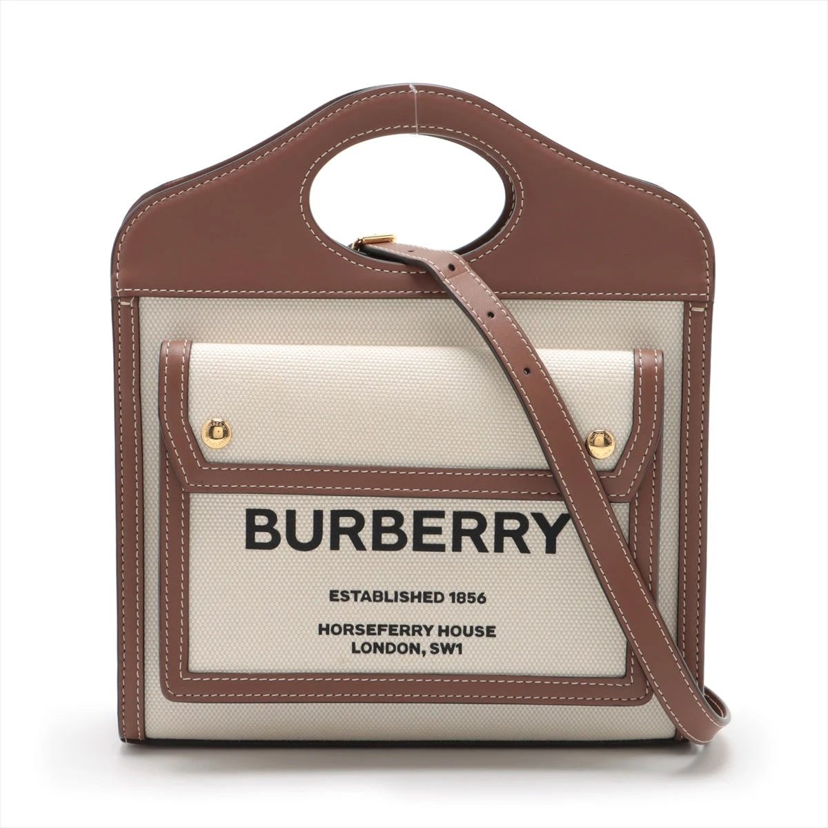 BURBERRY バーバリー ミニツートン レザー ハンドバッグ ブラック
