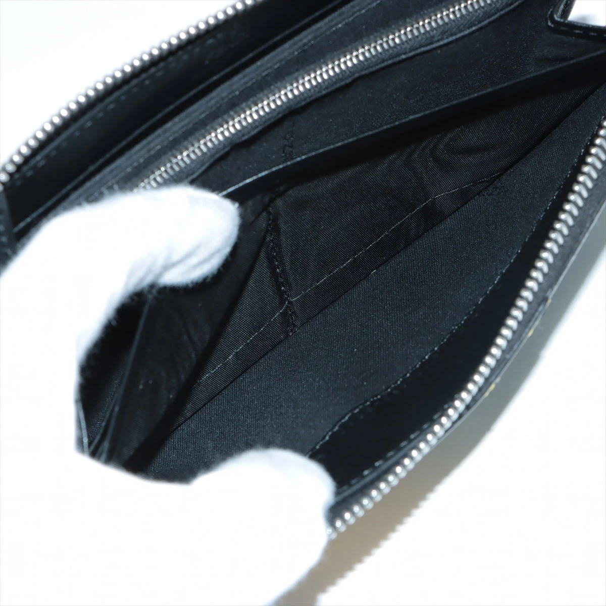 フェンディ ズッカ 7M0210 PVC×レザー ラウンドジップウォレット 