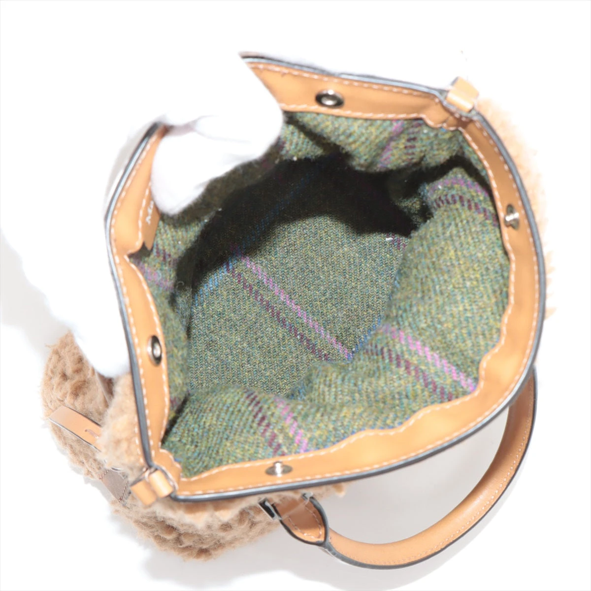 メゾンマルジェラ 5AC エコファー×レザー 2WAYハンドバッグ ブラウン