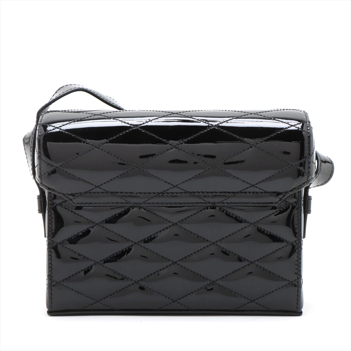 美品　ロシャス　ショルダーバッグ　チェーン　パテントレザー　パーティー　黒 美品 ロシャス ショルダーバッグ チェーン パテントレザー