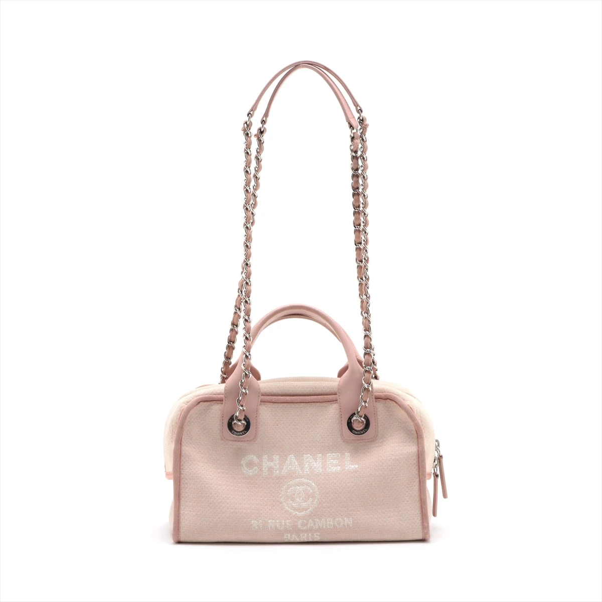 シャネル ドーヴィル キャンバス チェーンショルダーバッグ ピンク  