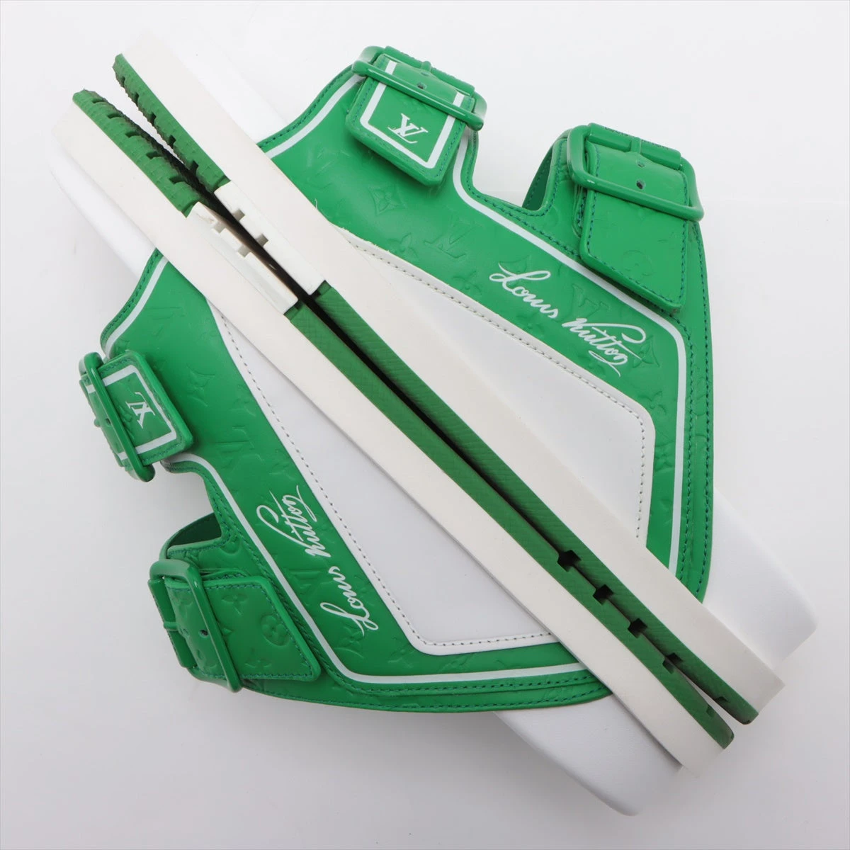 ヴィトン LVトレイナーライン 22年 レザー サンダル 7 メンズ ホワイト