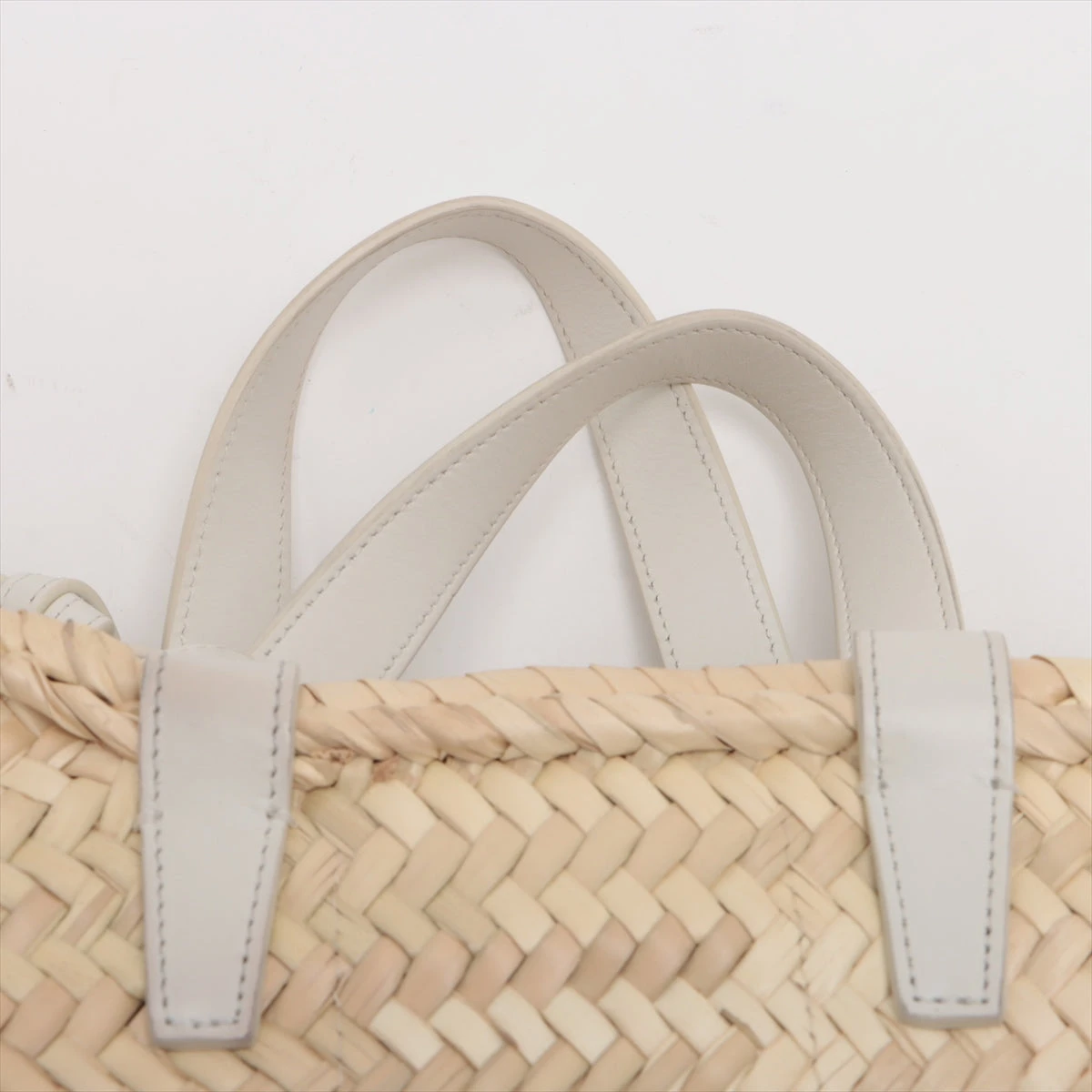 セリーヌ トリオンフ パニエ ラフィア×レザー カゴバッグ