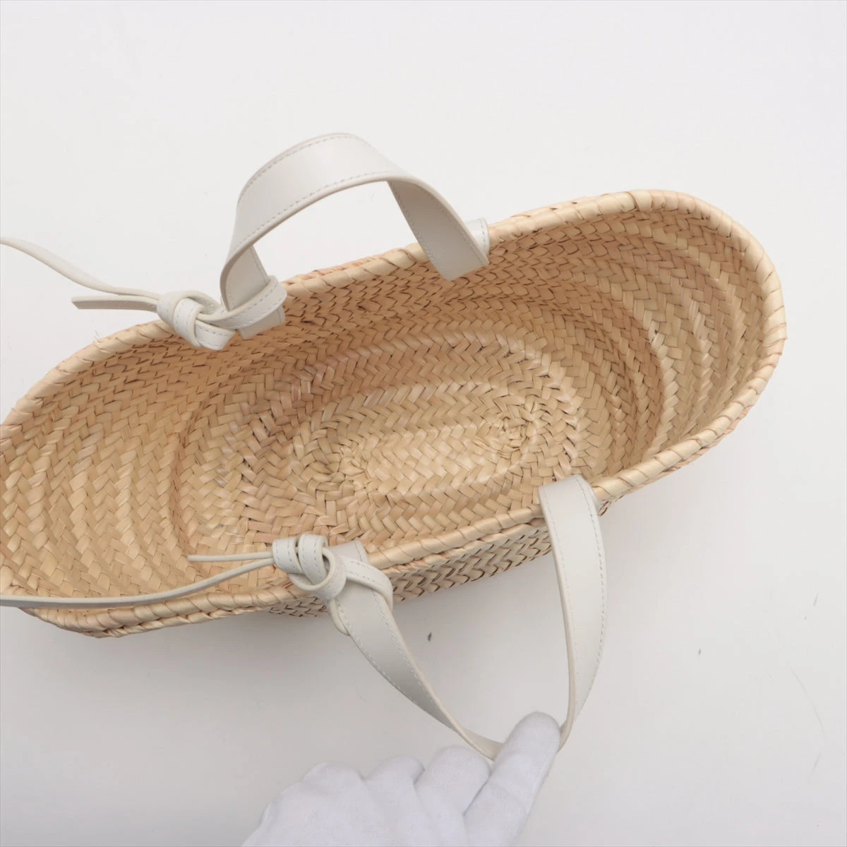 セリーヌ トリオンフ パニエ ラフィア×レザー カゴバッグ ベージュ ホワイト セリーヌ トリオンフ パニエ ラフィア×レザー カゴバッグ