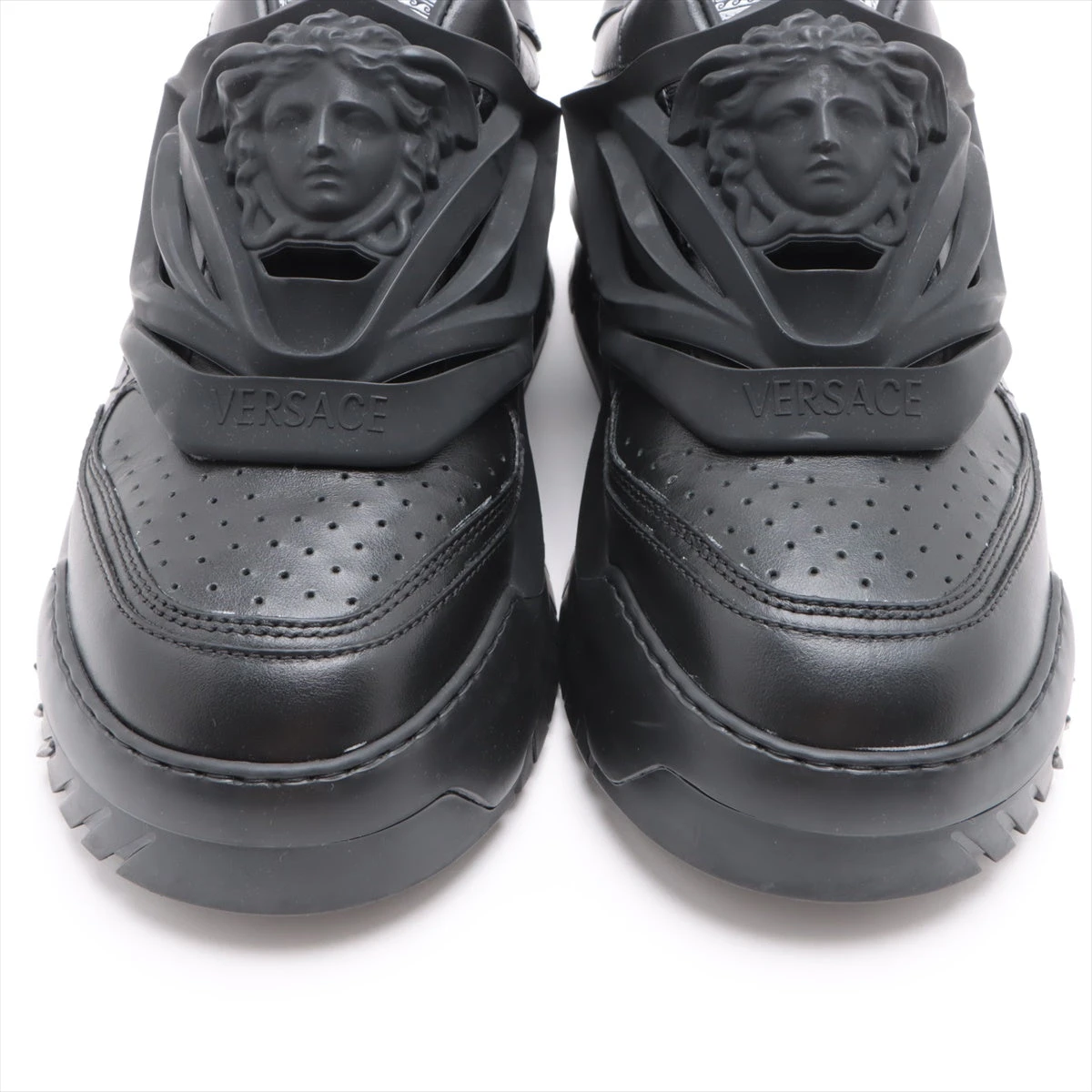 ヴェルサーチ レザー×ラバー スニーカー 44 メンズ ブラック 1004524
