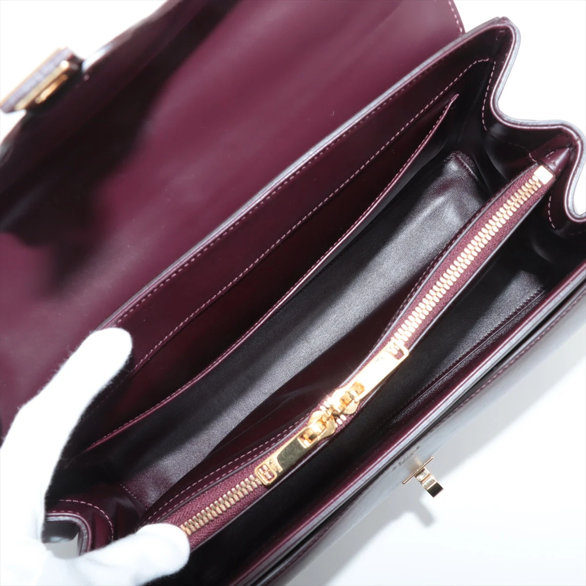 お買得⭐️セリーヌ  バングル   ボルドーM セリーヌ バングル メタル シルバー ノット ダブル カフ