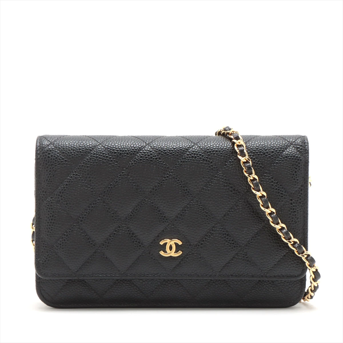 シャネル ココマーク キャビアスキン チェーンウォレット ブラック  