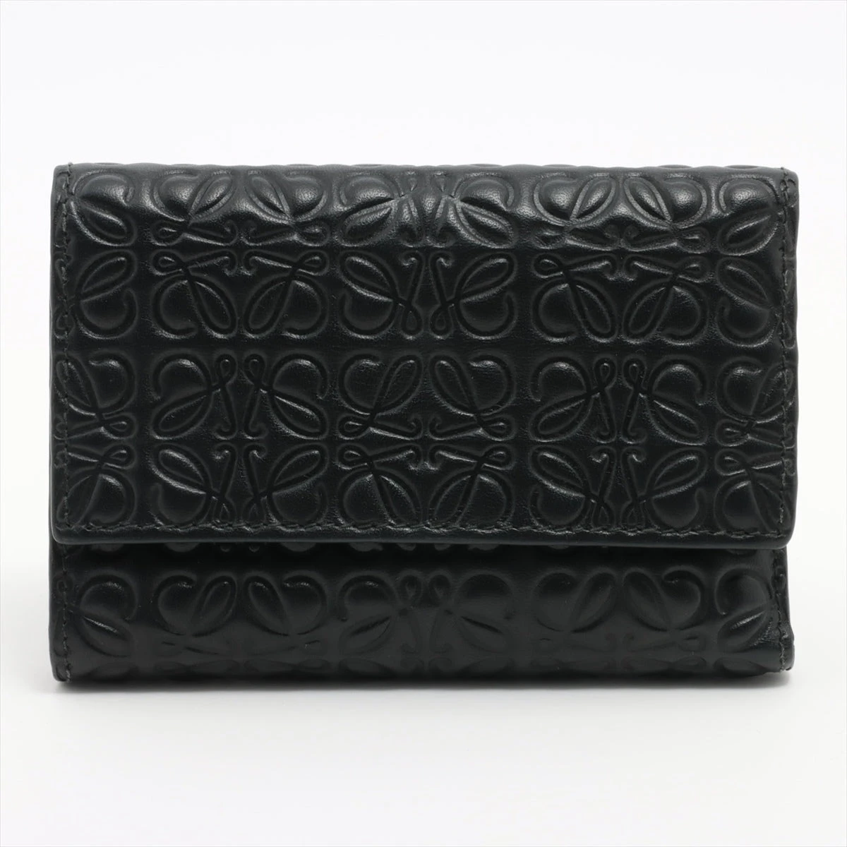 ロエベ リピートアナグラム レザー 財布 ブラック A2577631｜中古