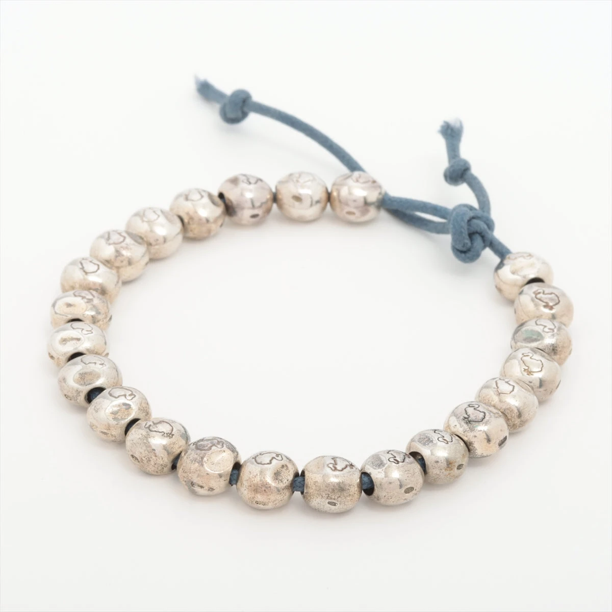 ポメラート ブレスレット 925×ナイロン 76.7g シルバー×ブルー スレ