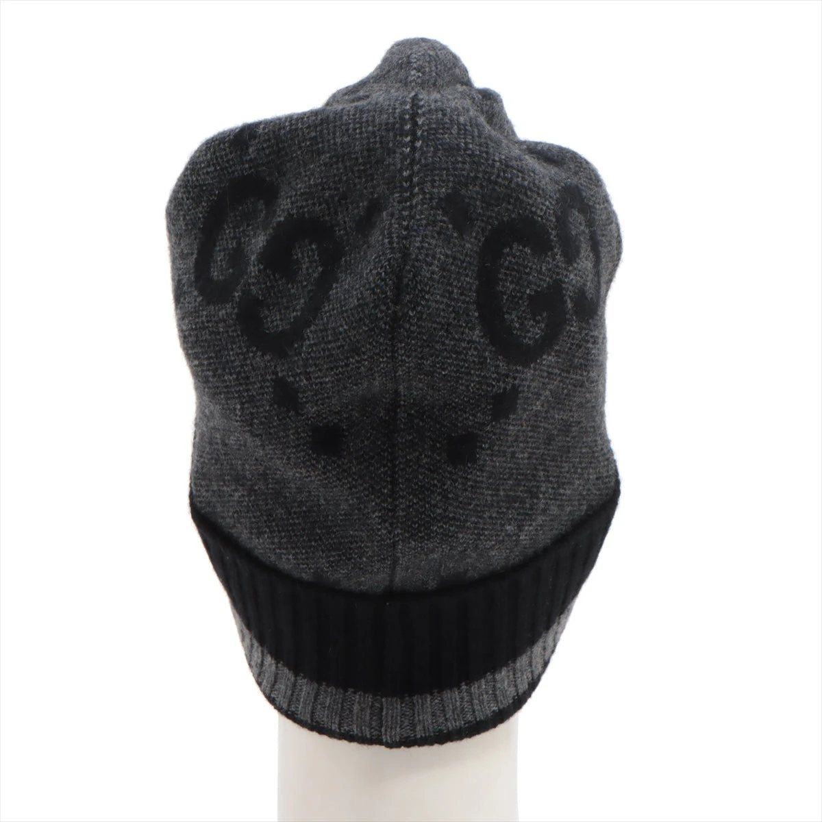【美品】GUCCI　ニット帽　GG　676827 グッチ 676827 GG ニットキャップ M カシミヤ ブラック A2462124