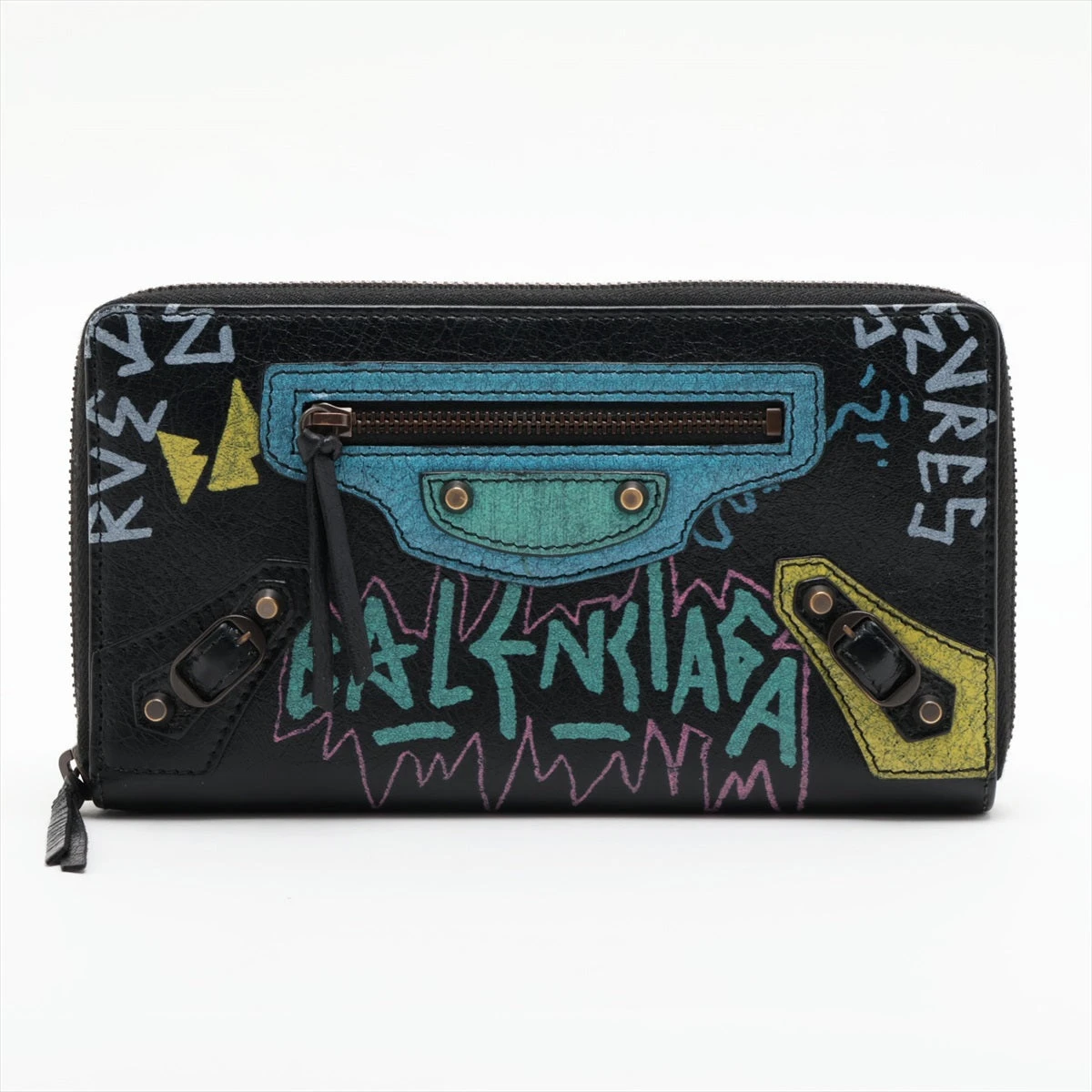 バレンシアガ グラフィティ 253036 レザー ラウンドジップウォレット  