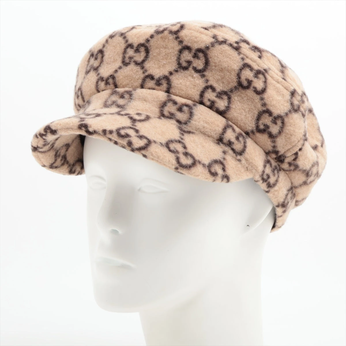 グッチ 599015 GG キャスケット M 58cm ウール×ナイロン ベージュ