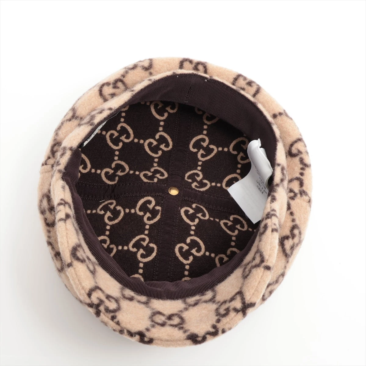 グッチ 599015 GG キャスケット M 58cm ウール×ナイロン ベージュ