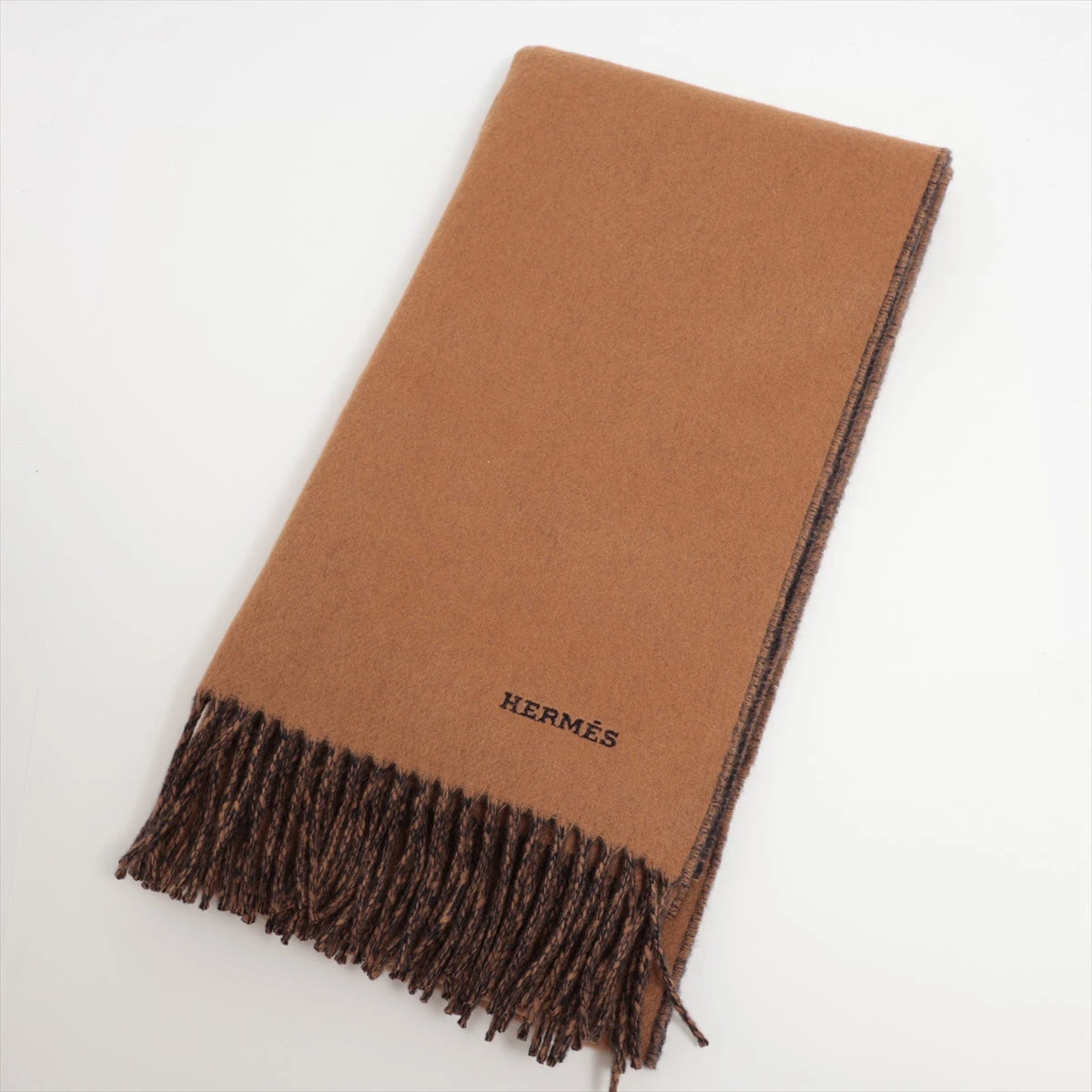 エルメス カシミヤマフラー ネイビー（HERMES カシミヤ100