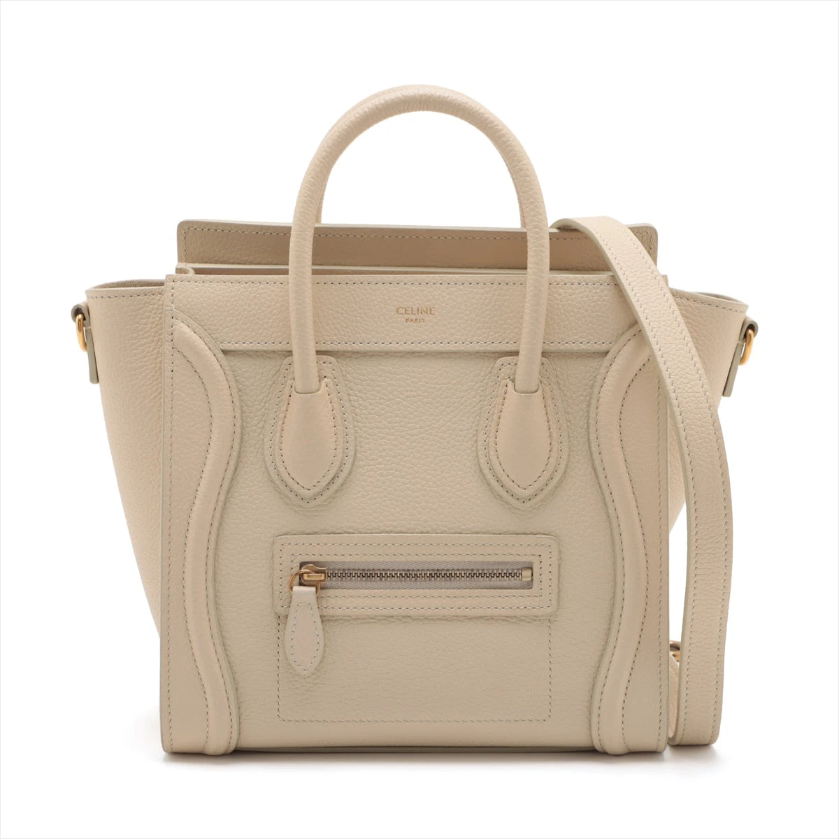 セリーヌ ラゲージ ナノショッパー レザー 2WAYハンドバッグ ベージュ  