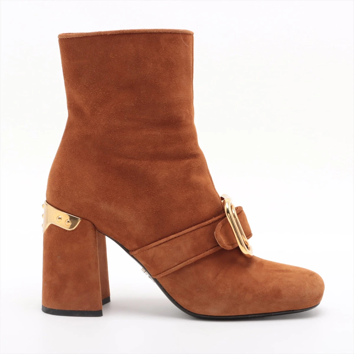 【未使用】PRADA スエード アンクルブーツ ヒール8cm 未使用】PRADA スエード アンクルブーツ ヒール8cm