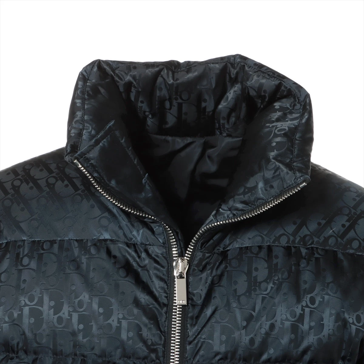 ディオール オブリーク ナイロン ダウンジャケット 44 メンズ ネイビー