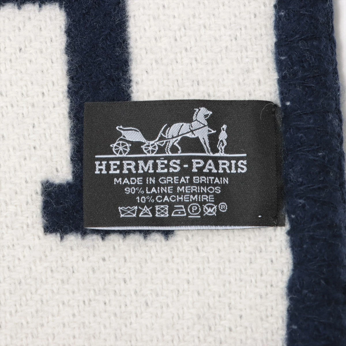 HERMES エルメス アヴァロン ブランケット ブルー カシミア　ウール HERMES エルメス アヴァロン ブランケット ブルー カシミア